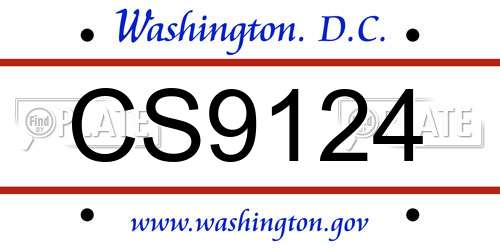 CS9124 District Of Columbia License Plate