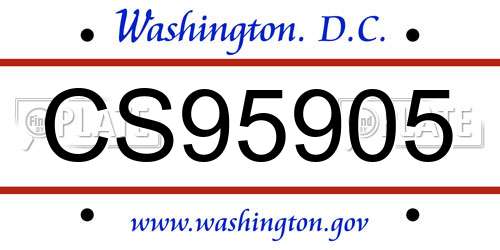 CS95905 District Of Columbia License Plate