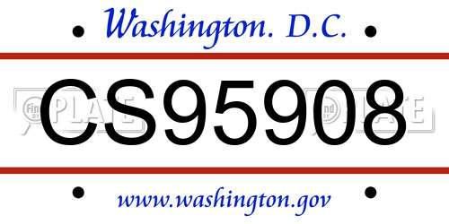 CS95908 District Of Columbia License Plate