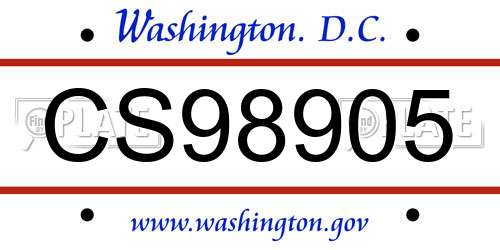 CS98905 District Of Columbia License Plate