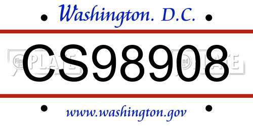 CS98908 District Of Columbia License Plate