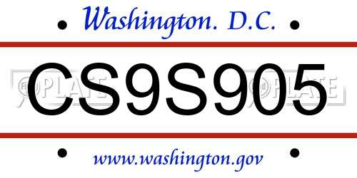 CS9S905 District Of Columbia License Plate