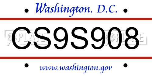 CS9S908 District Of Columbia License Plate