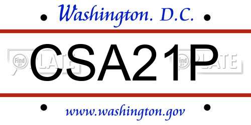 CSA21P District Of Columbia License Plate