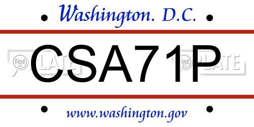 CSA71P District Of Columbia License Plate
