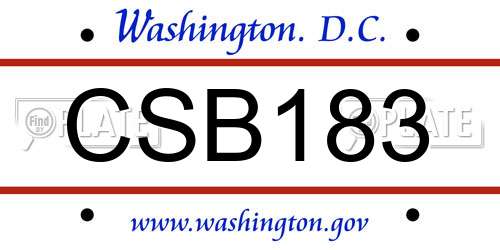 CSB183 District Of Columbia License Plate