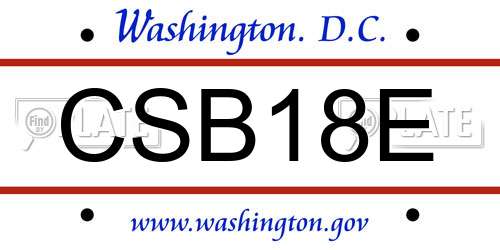 CSB18E District Of Columbia License Plate
