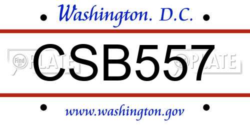 CSB557 District Of Columbia License Plate