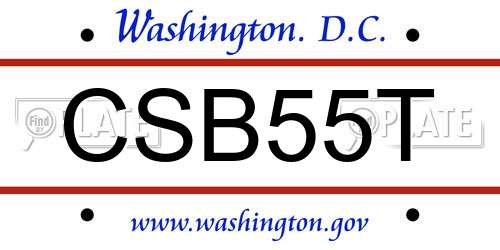 CSB55T District Of Columbia License Plate
