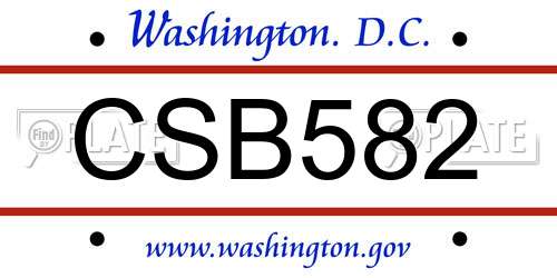CSB582 District Of Columbia License Plate