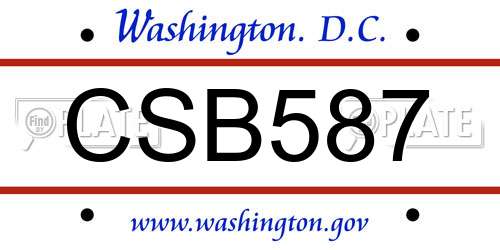 CSB587 District Of Columbia License Plate