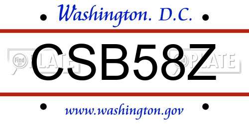 CSB58Z District Of Columbia License Plate