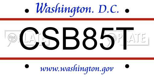 CSB85T District Of Columbia License Plate