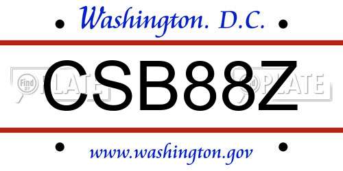 CSB88Z District Of Columbia License Plate