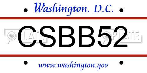 CSBB52 District Of Columbia License Plate