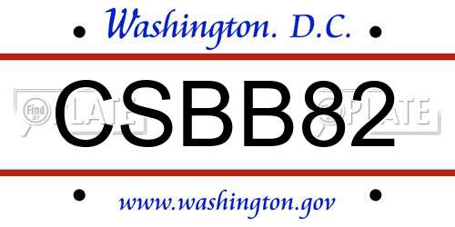 CSBB82 District Of Columbia License Plate