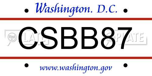 CSBB87 District Of Columbia License Plate