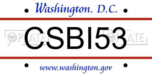 CSBI53 District Of Columbia License Plate