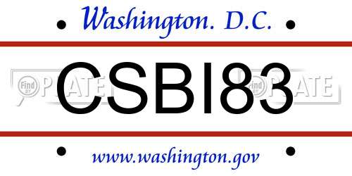CSBI83 District Of Columbia License Plate
