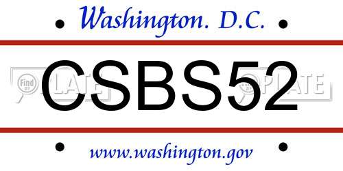 CSBS52 District Of Columbia License Plate