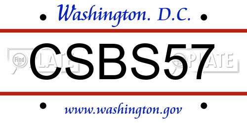 CSBS57 District Of Columbia License Plate