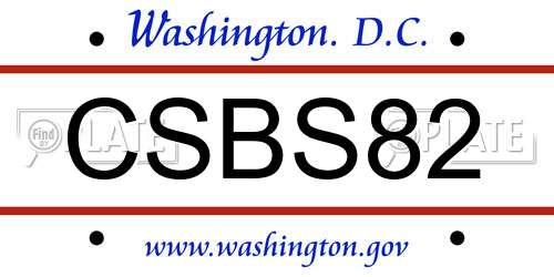 CSBS82 District Of Columbia License Plate