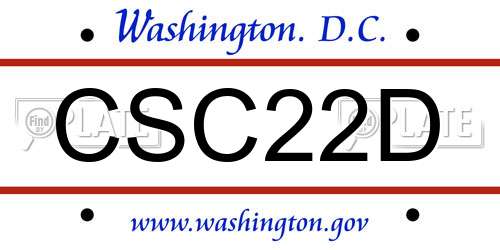 CSC22D District Of Columbia License Plate