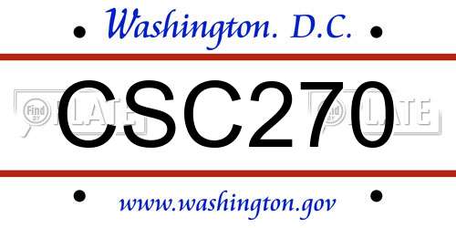CSC270 District Of Columbia License Plate