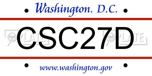 CSC27D District Of Columbia License Plate