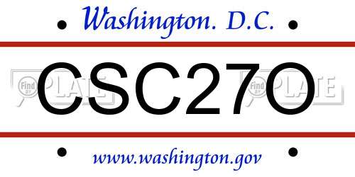 CSC27O District Of Columbia License Plate