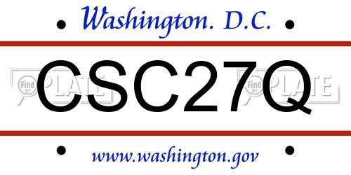 CSC27Q District Of Columbia License Plate