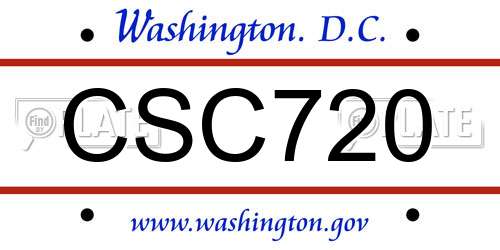 CSC720 District Of Columbia License Plate