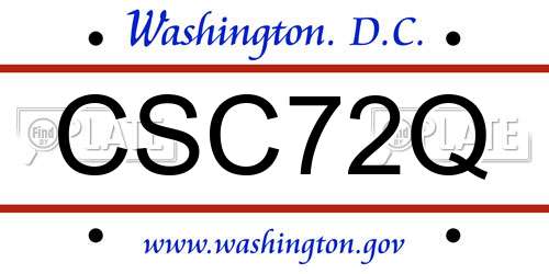 CSC72Q District Of Columbia License Plate