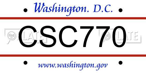 CSC770 District Of Columbia License Plate