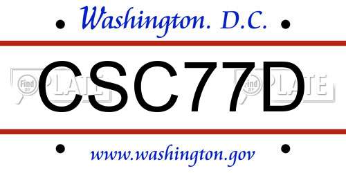 CSC77D District Of Columbia License Plate
