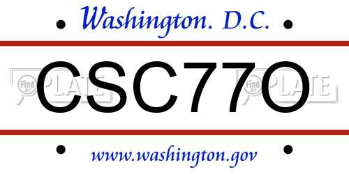 CSC77O District Of Columbia License Plate