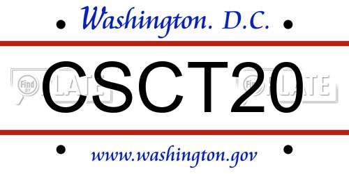 CSCT20 District Of Columbia License Plate