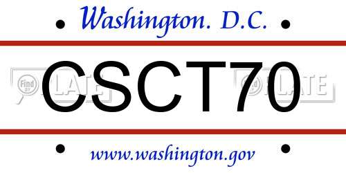 CSCT70 District Of Columbia License Plate