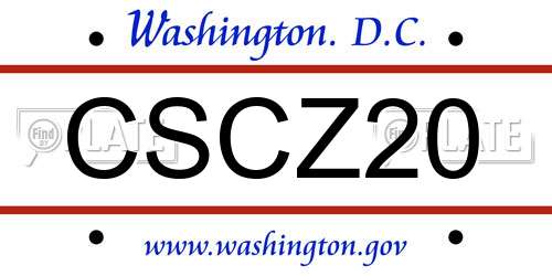 CSCZ20 District Of Columbia License Plate
