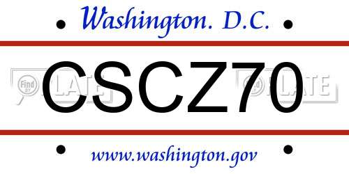 CSCZ70 District Of Columbia License Plate