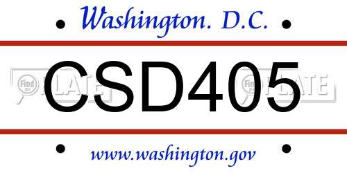 CSD405 District Of Columbia License Plate