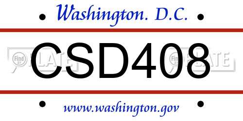 CSD408 District Of Columbia License Plate