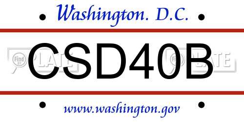 CSD40B District Of Columbia License Plate