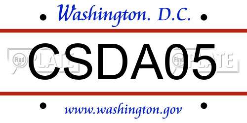 CSDA05 District Of Columbia License Plate