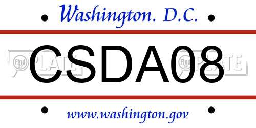 CSDA08 District Of Columbia License Plate