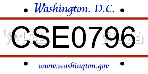 CSE0796 District Of Columbia License Plate