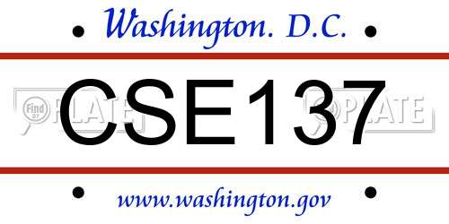 CSE137 District Of Columbia License Plate