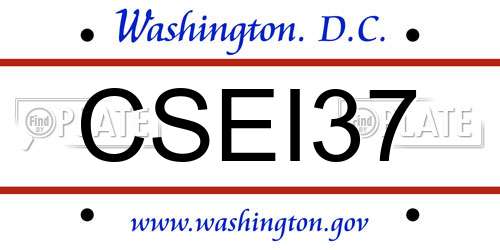 CSEI37 District Of Columbia License Plate