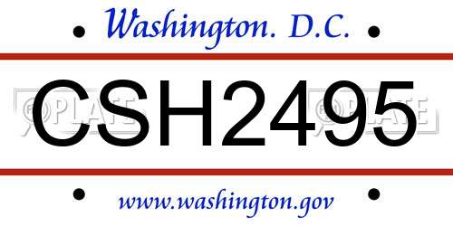 CSH2495 District Of Columbia License Plate