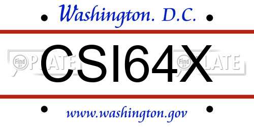 CSI64X District Of Columbia License Plate